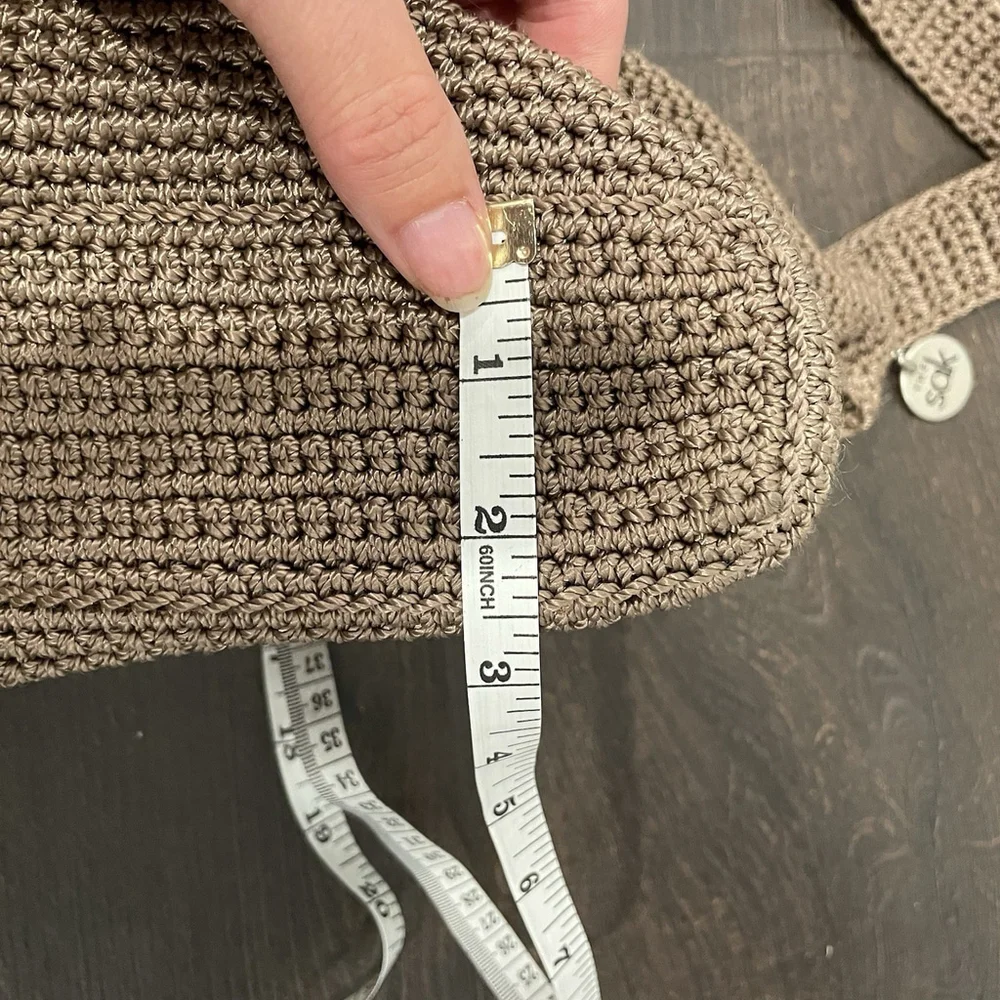 The Sak Shoulder Bag Tan Crochet Hobo Casual Boho Travel Beach Purse Handbag